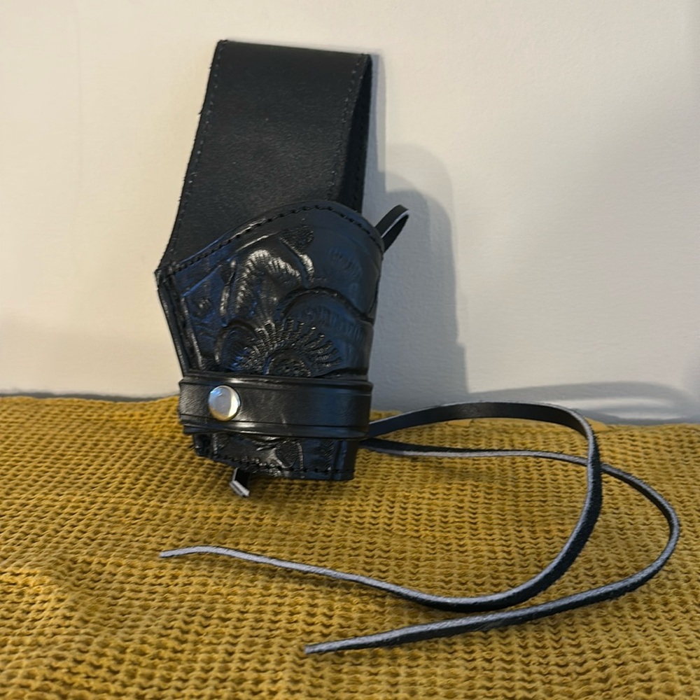 Black Tooled Leather Holster
